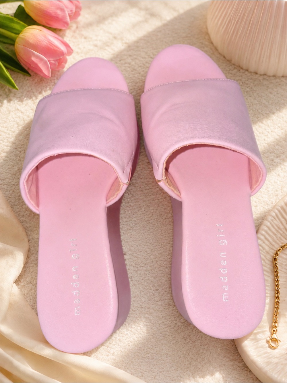 Madden Girl Pastel Pink Slide Sandals